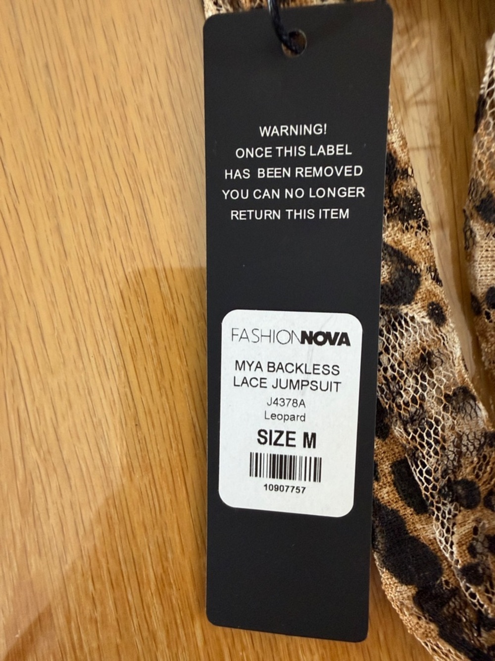 Fashion Nova Leopard Lace Backless Jumpsuit - Brown & Black BNWT size M